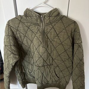 Anthropologie Green Puffer Jacket with Hood